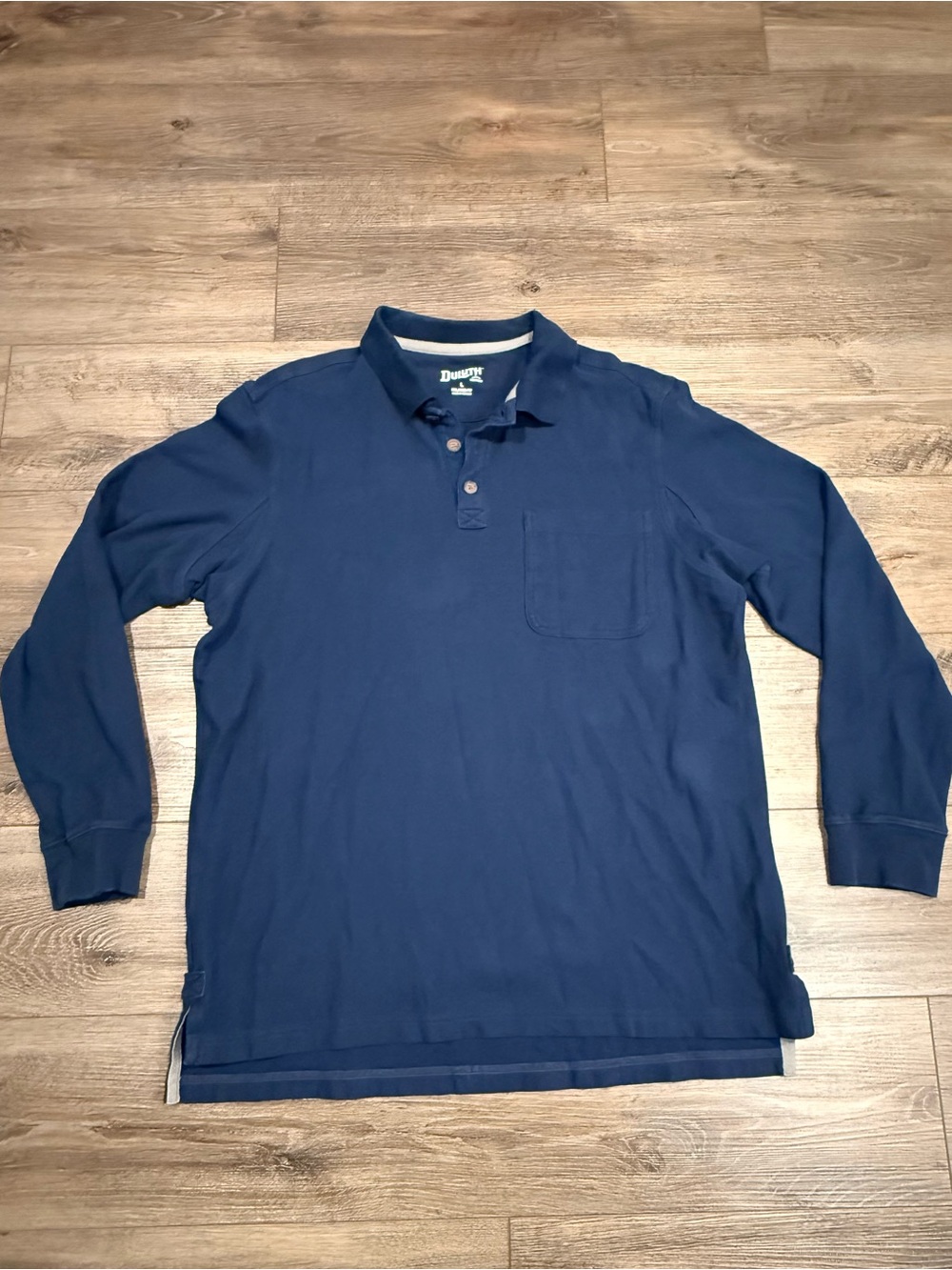 Duluth Trading Co. Long Sleeve Navy Polo Shirt, Relaxed Fit